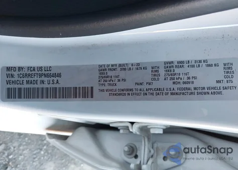 2023 Ram 1500 Big Horn 4X2 5'7 Box z USA, uszkodzony, nr VIN 1C6RREFT9PN664846